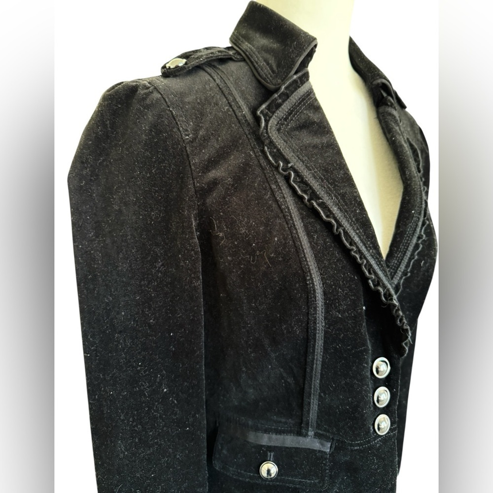 White House Black Market Black Velvet Blazer Jacket W’s 6 Fitted Button Front - Picture 6 of 10